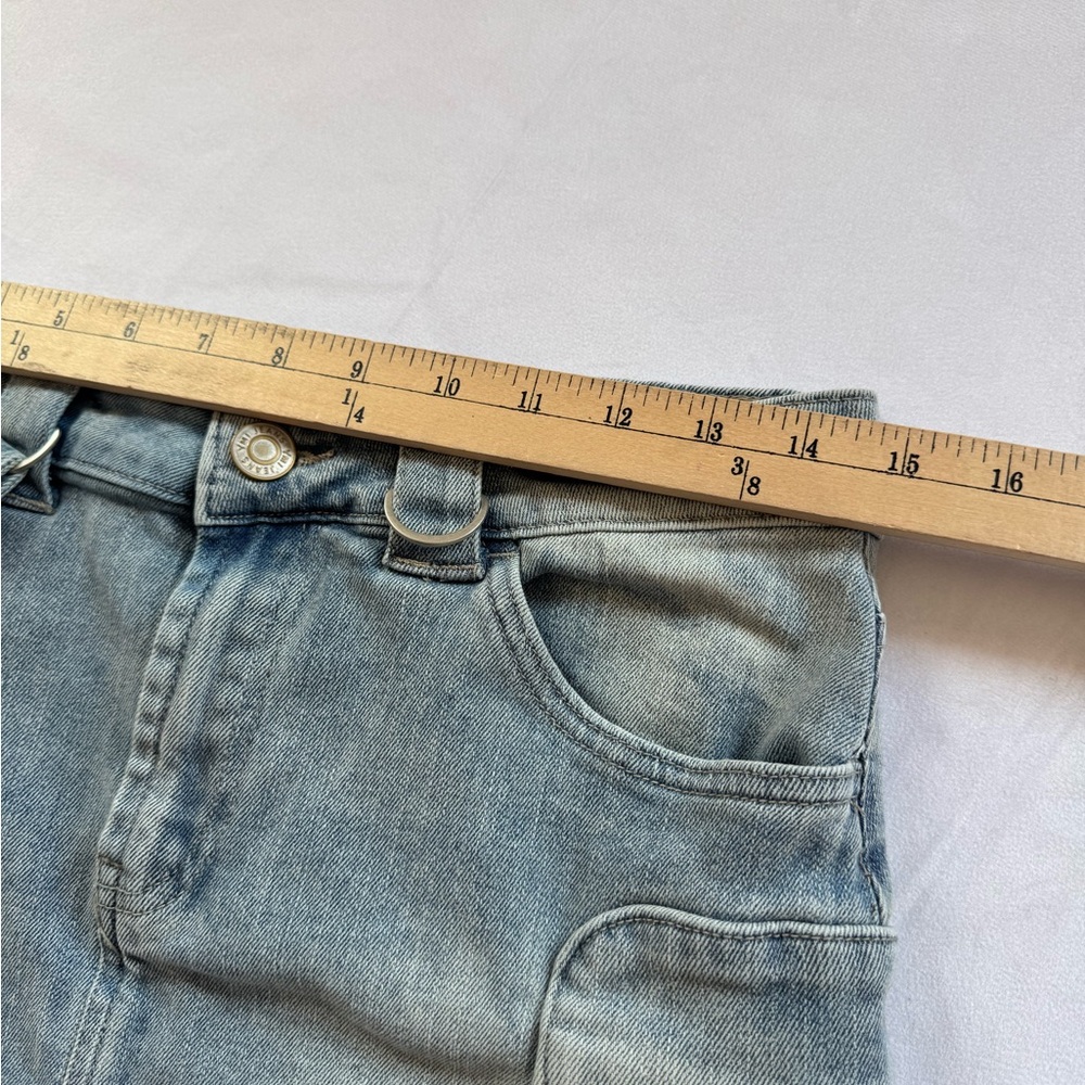 YMI Women’s Blue Denim Mini Cargo Skirt size 28 - Picture 6 of 10